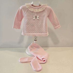 Jubón con polaina rosa tiza colección puntilla primavera verano