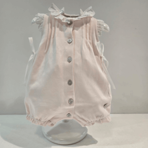 Pelele corto niña con lazo y puntilla Paz Rodríguez verano
