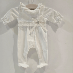 Pelele largo con pie lazo y puntilla Paz Rodríguez verano