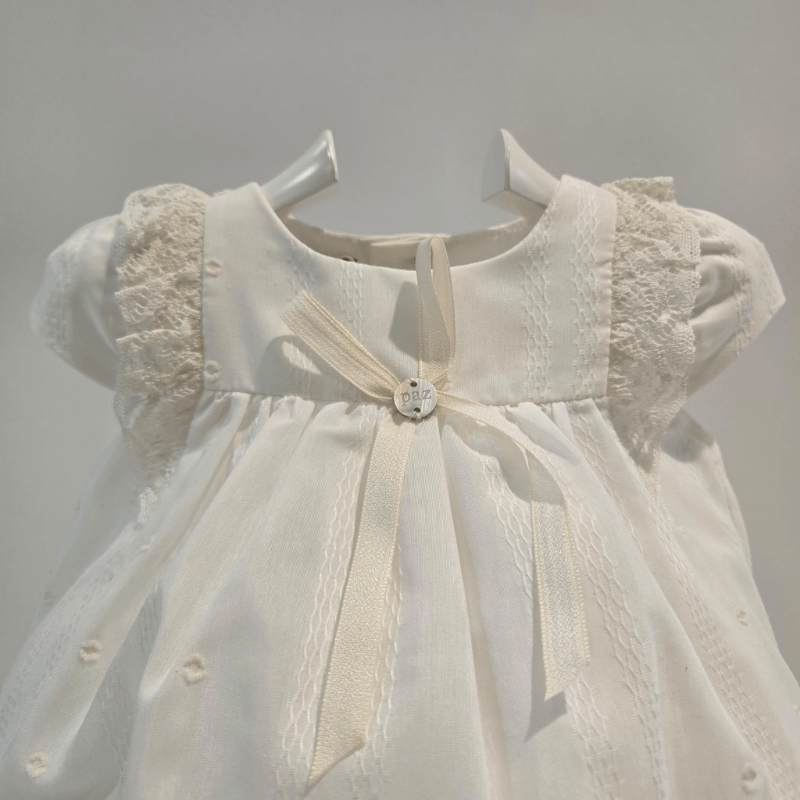 Vestido ceremonia en tela bautizo Paz Rodríguez verano