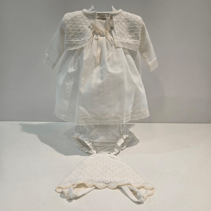 Vestido ceremonia en tela bautizo Paz Rodríguez verano