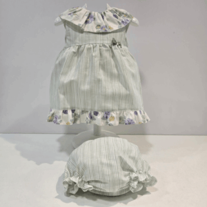 Vestido mil rayas con volante en cuello y bajo primavera verano