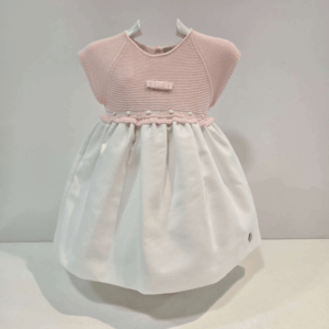 Vestido punto rosa falda piqué blanco primavera verano