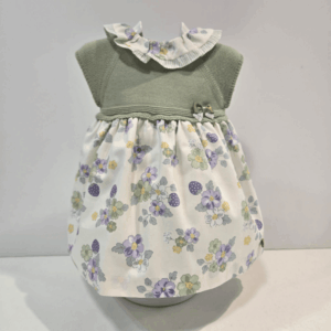 Vestido verde menta punto tela estampada primavera verano