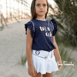 Conjunto falda short en pique y camiseta transfer verano