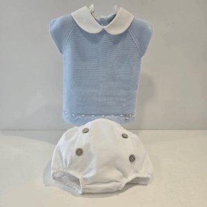Conjunto niño jersey cuello piqué braga tipo ranita verano