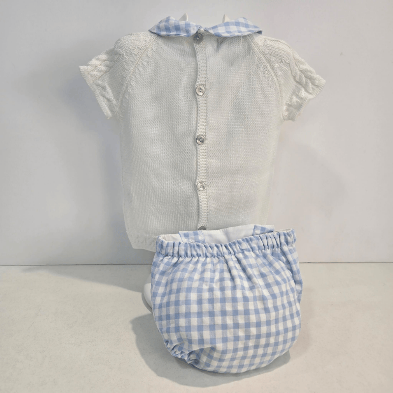 Conjunto niño suéter cuello cuadros braguita juego verano