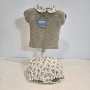 Conjunto jersey de punto braguita tela estampada koalas verano