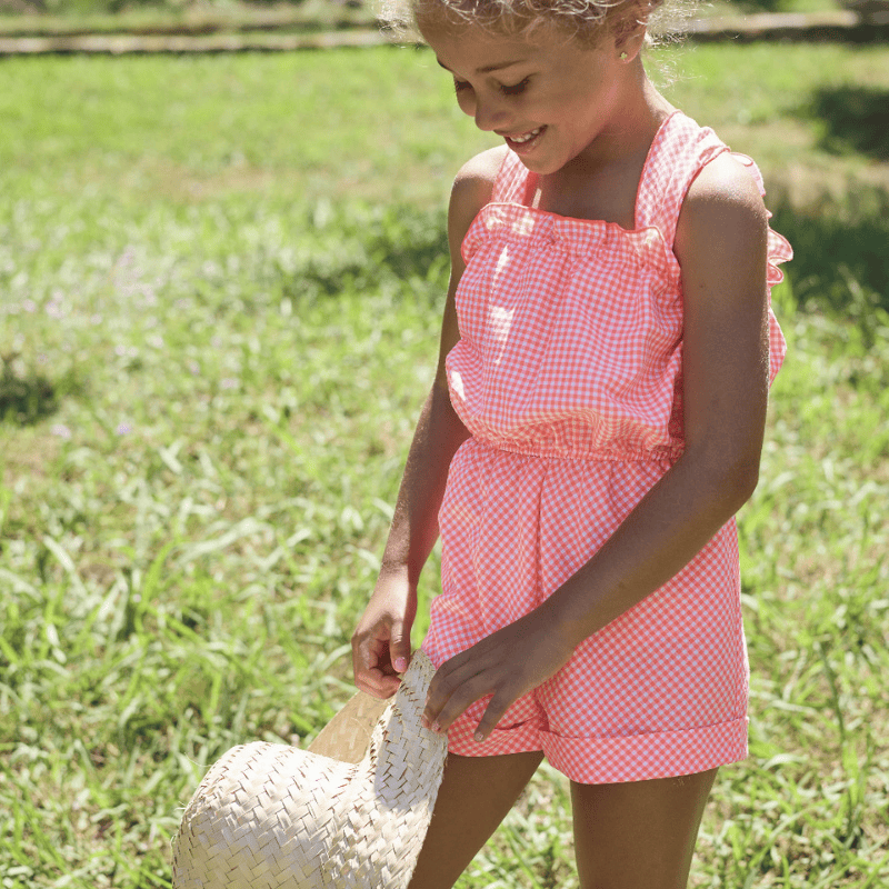 Mono corto niña colección bike flúor anaranjado primavera verano