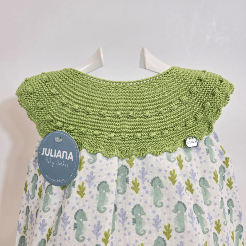 Pelele cuerpo punto bajo en tela caballitos de mar verano - Imagen 4