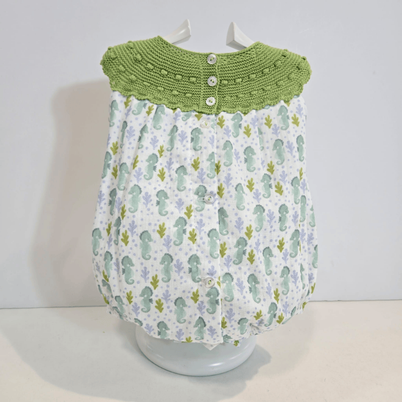 Pelele cuerpo punto bajo en tela caballitos de mar verano