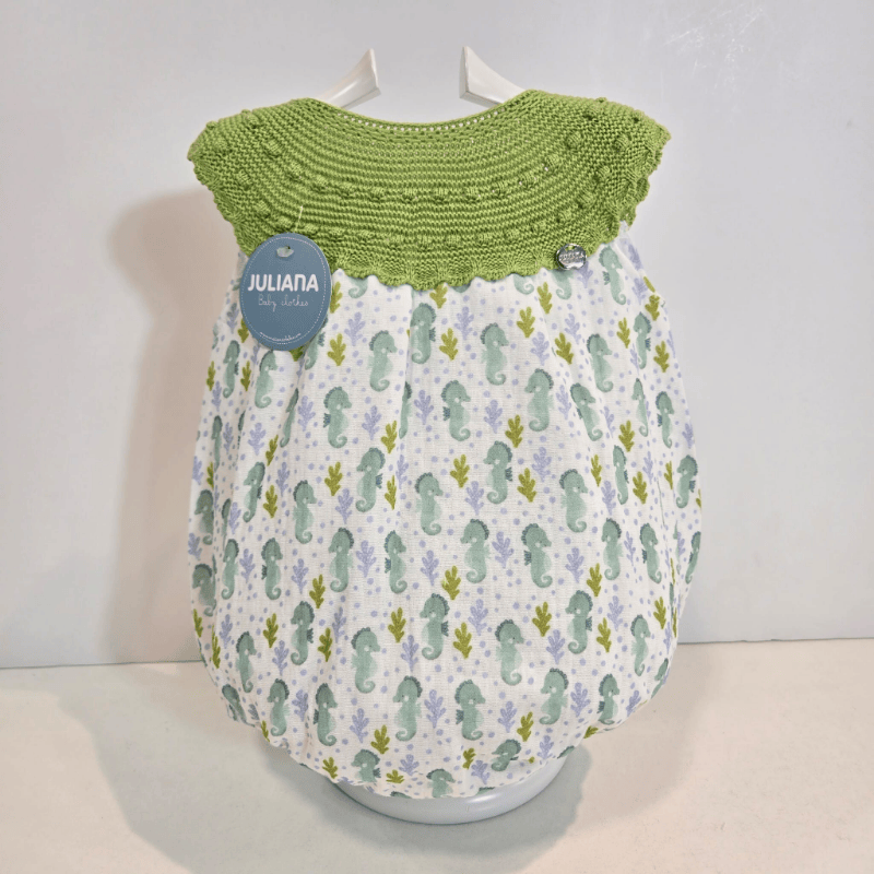 Pelele cuerpo punto bajo en tela caballitos de mar verano