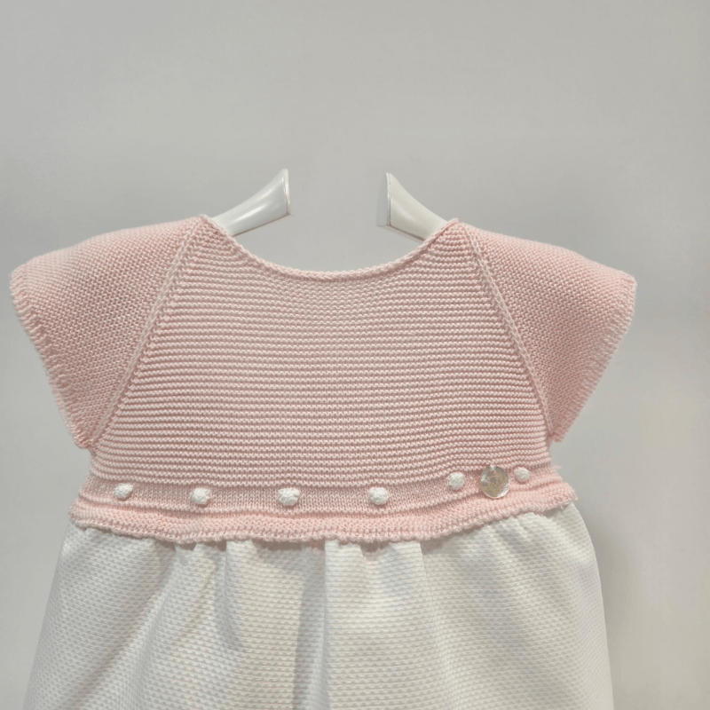 Pelele cuerpo punto rosa y bajo piqué blanco bodoques verano - Imagen 2