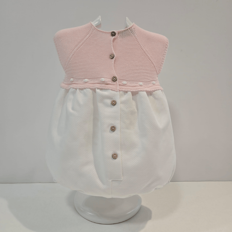 Pelele cuerpo punto rosa y bajo piqué blanco bodoques verano
