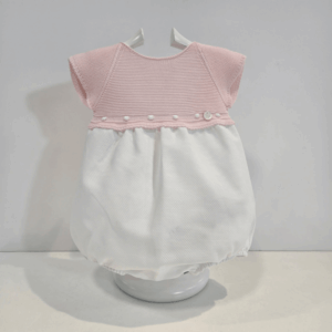 Pelele cuerpo punto rosa y bajo piqué blanco bodoques verano