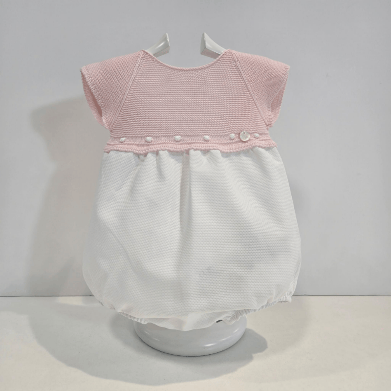 Pelele cuerpo punto rosa y bajo piqué blanco bodoques verano