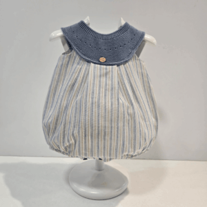 Pelele cuerpo punto y bajo en tela de rallas primavera verano