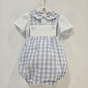 Peto cuadros azules mas camiseta blanca primavera verano