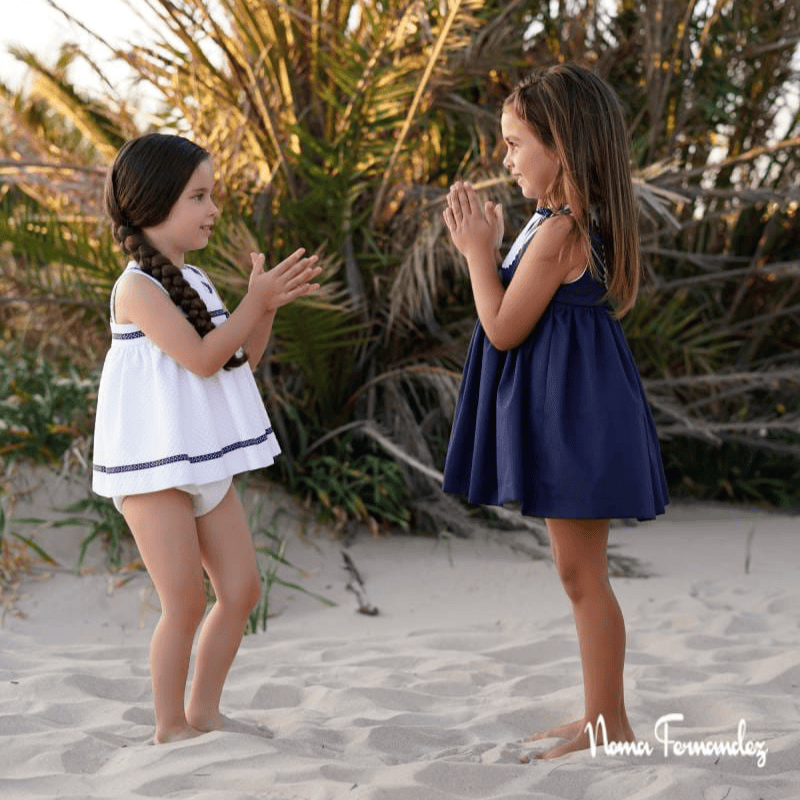 Vestido colección olmo azul y blanco primavera verano