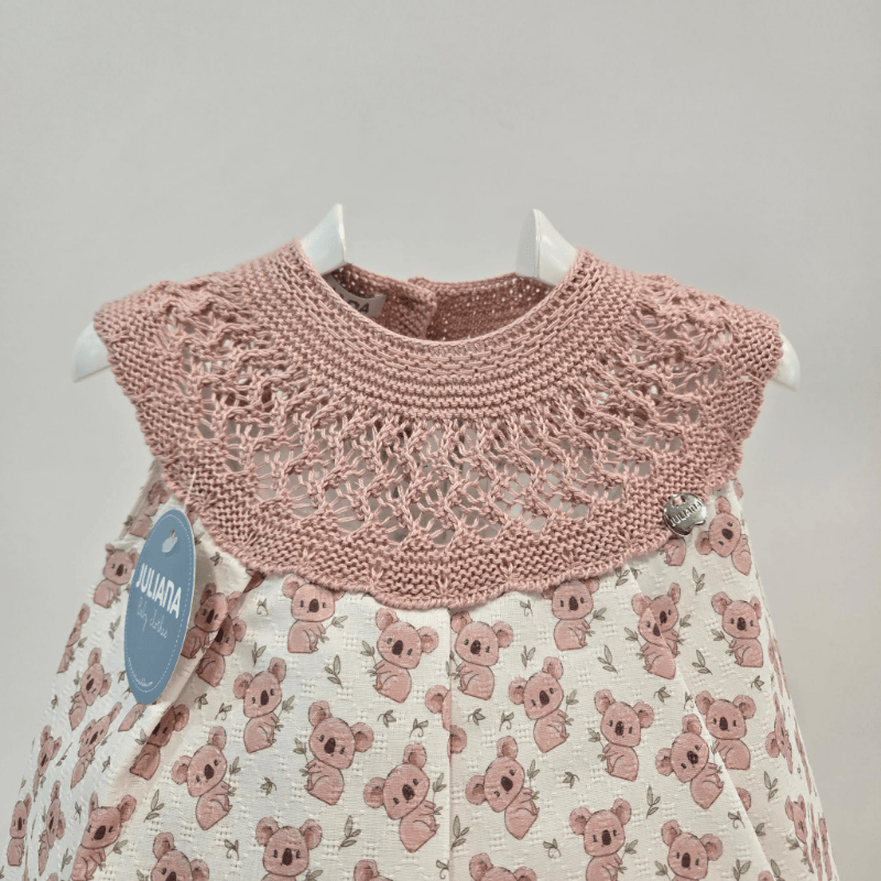 Vestido cuerpo punto falda tejido estampado koalas verano