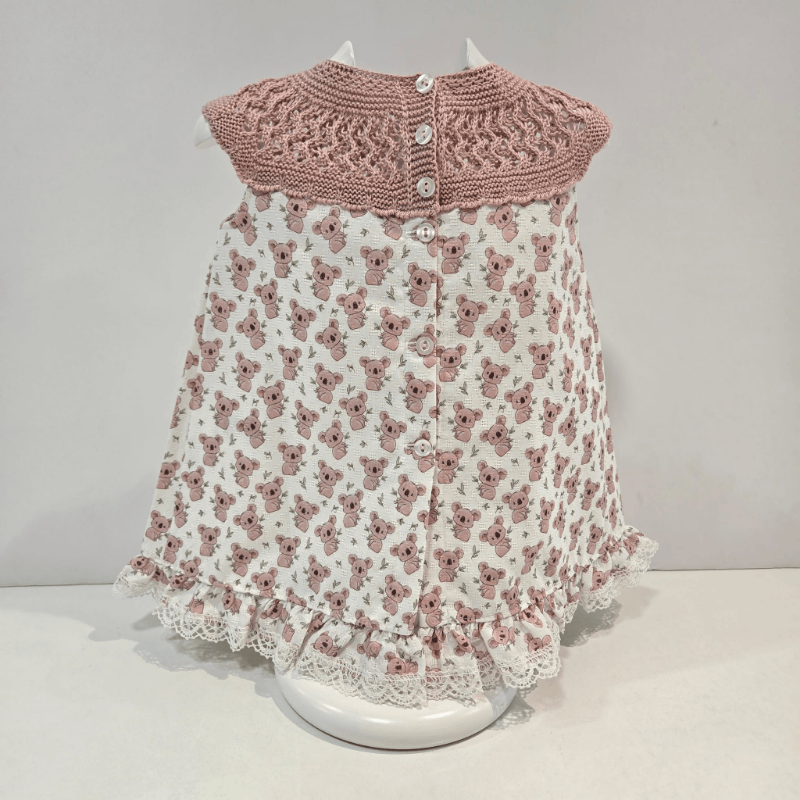 Vestido cuerpo punto falda tejido estampado koalas verano