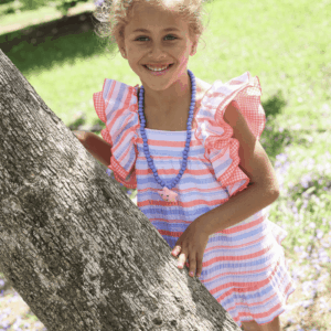 Vestido flúor y azul rayas lazo colección bike verano 2026