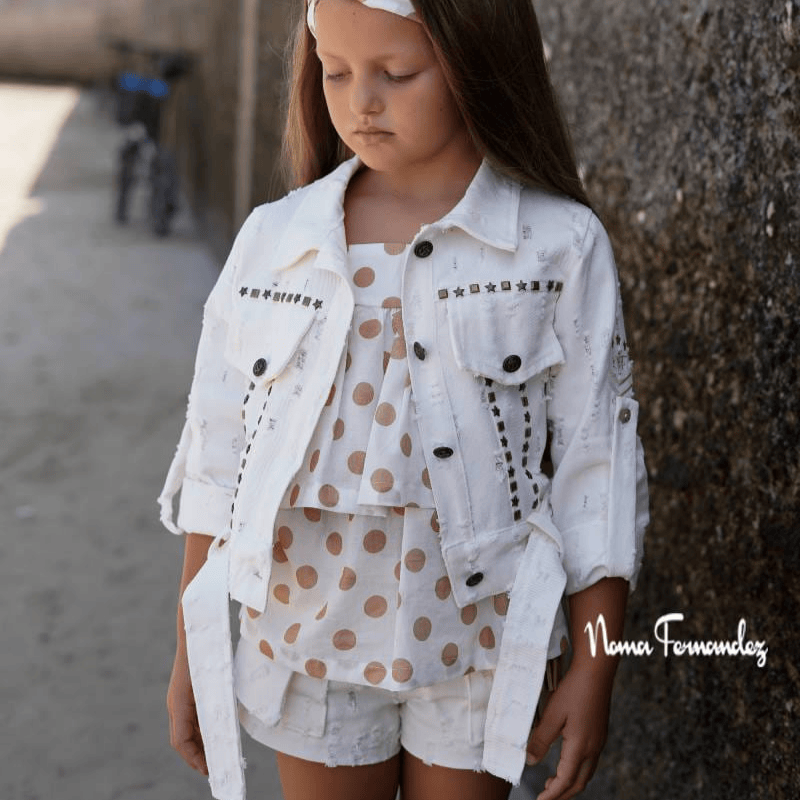 Cazadora estilo distressed decorativo beige Haya verano 26