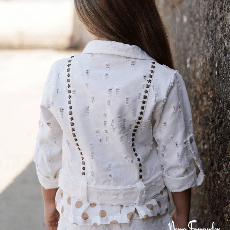 Cazadora estilo distressed decorativo beige Haya verano 26 - Imagen 5