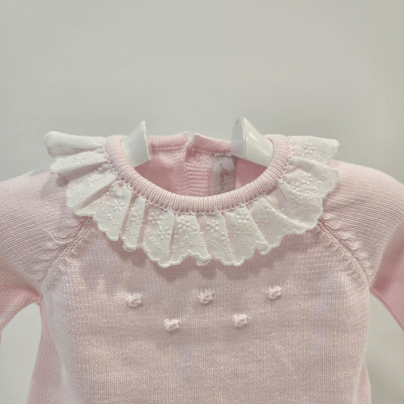 Conjunto Jubón con polaina rosa cuello encaje verano