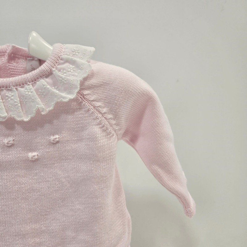 Conjunto Jubón con polaina rosa cuello encaje verano
