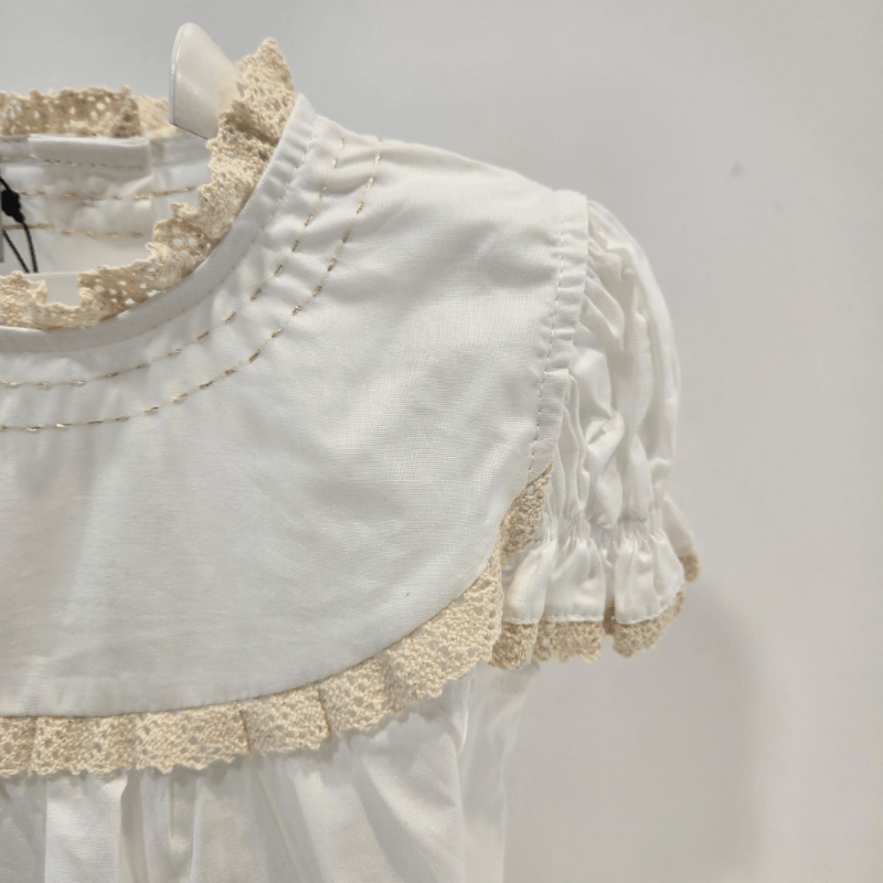 Conjunto blusa blanco amarillo braga rayas coffe verano 2026