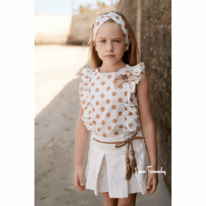 Conjunto blusa con falda short tablas colección Haya verano 26