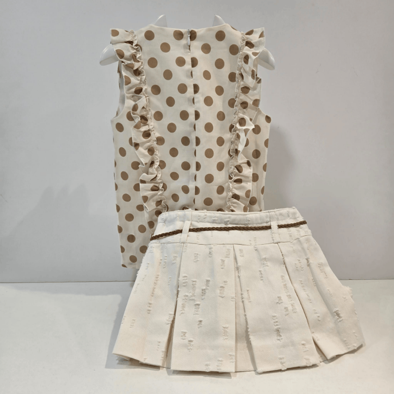 Conjunto blusa con falda short tablas colección Haya verano 26