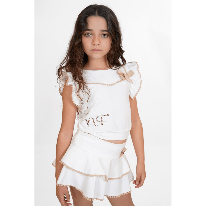 Conjunto felpa camiseta mas falda short primavera verano 26