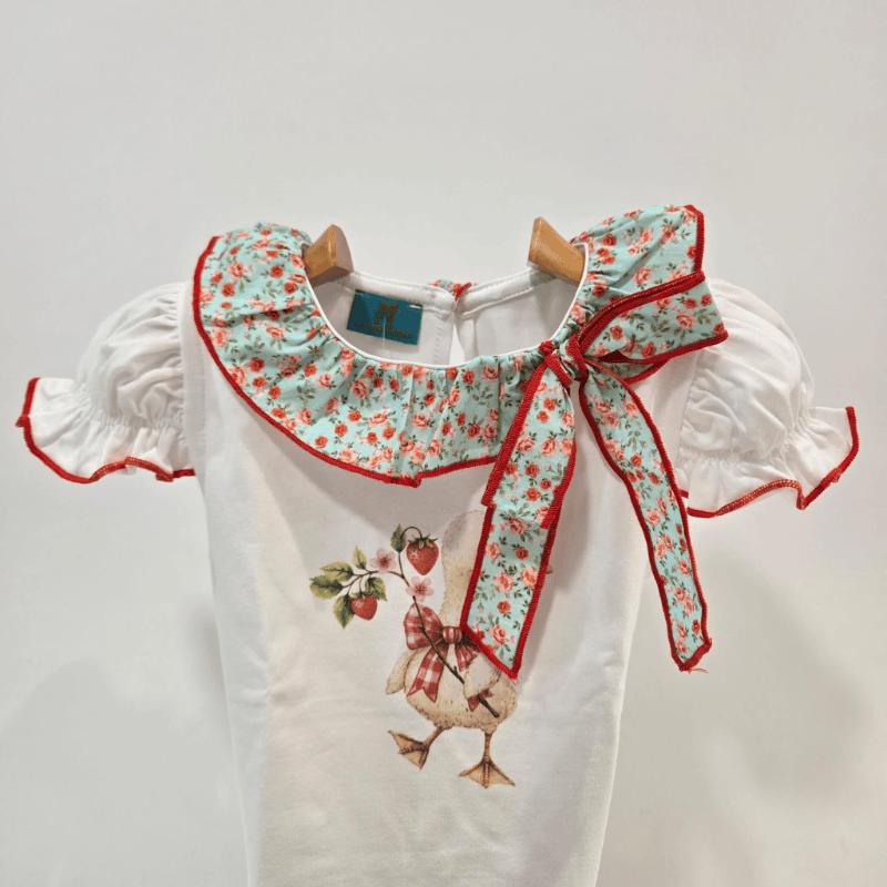 Conjunto frambuesa camiseta manga rizada braga falda verano 26