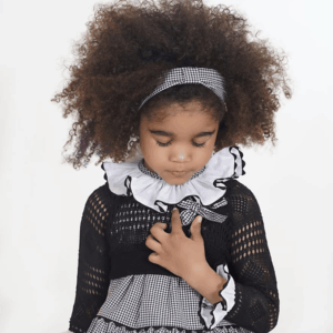 Jersey corto negro Tejo puño festoneado blanco verano 26