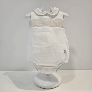 Pelele Algodón beige nido de abeja pechito primavera verano