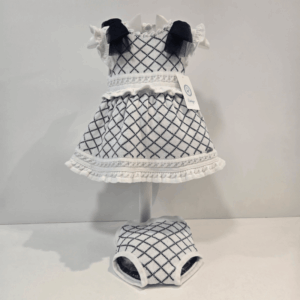 Vestido blanco y negro rombos Rahigo primavera verano