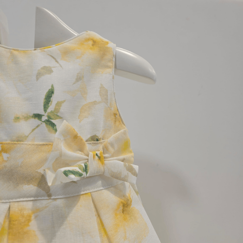 Vestido cinturón con lazo amarillo primavera verano 26