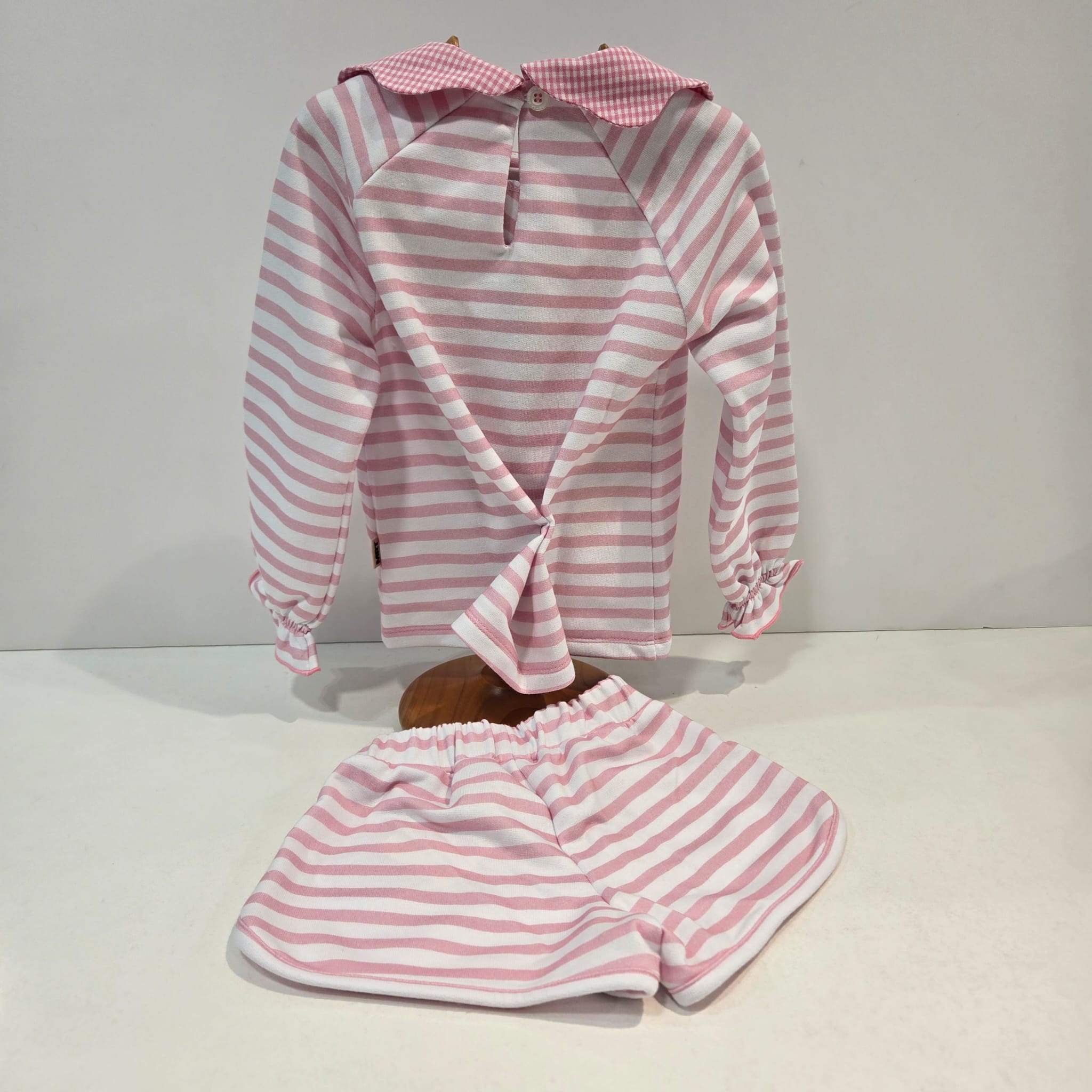 Sudadera Short felpa niña rayas rosa-blanco primavera verano 26