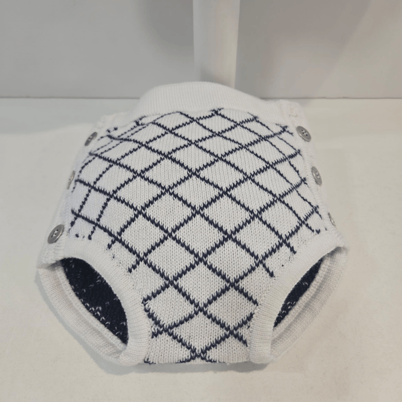 Conjunto niño blanco azul rombos primavera verano