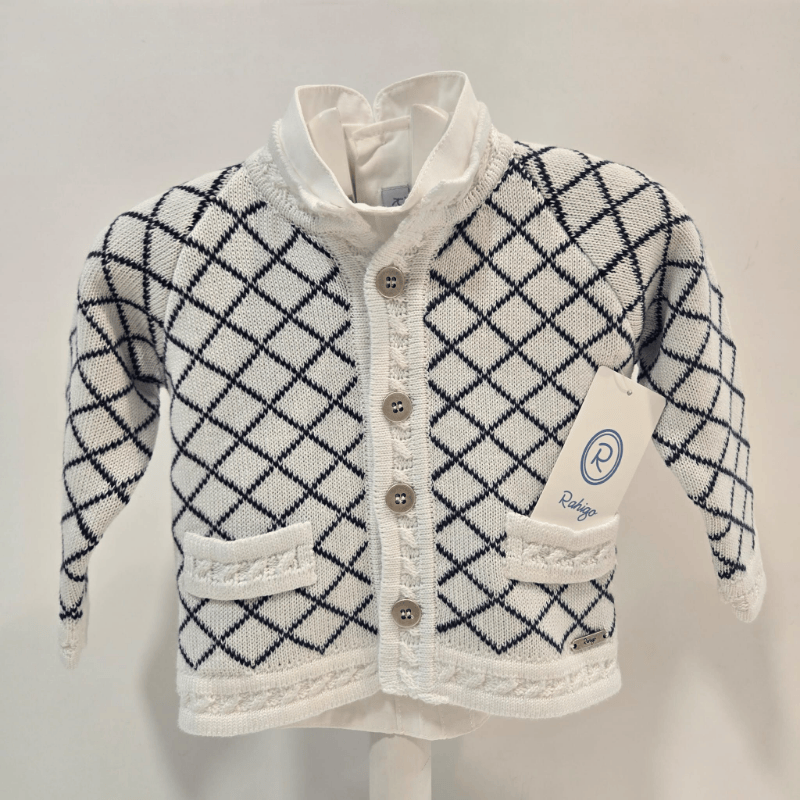 Conjunto niño blanco azul rombos primavera verano