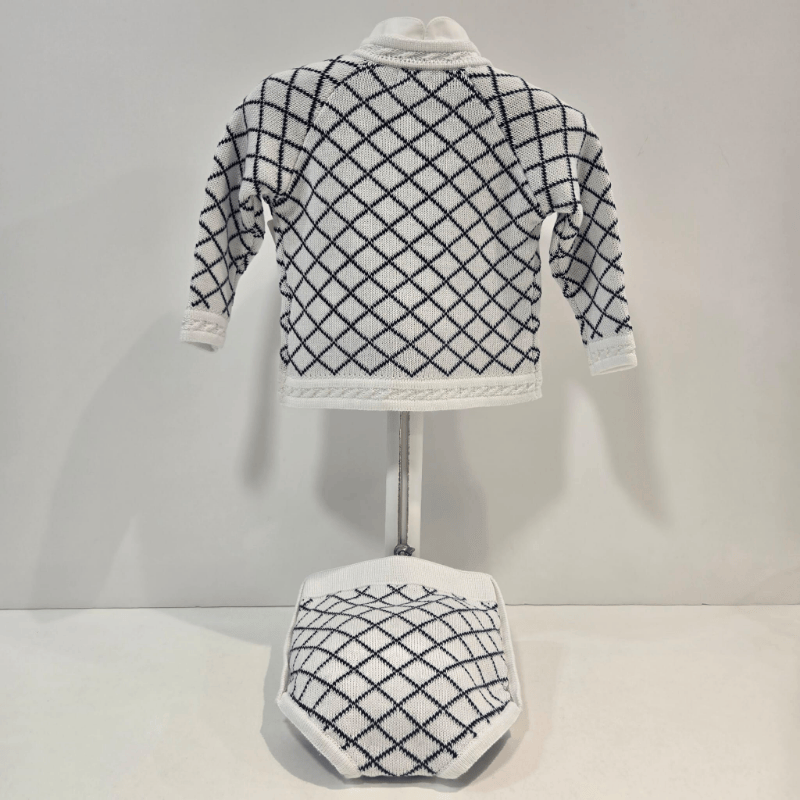 Conjunto niño blanco azul rombos primavera verano