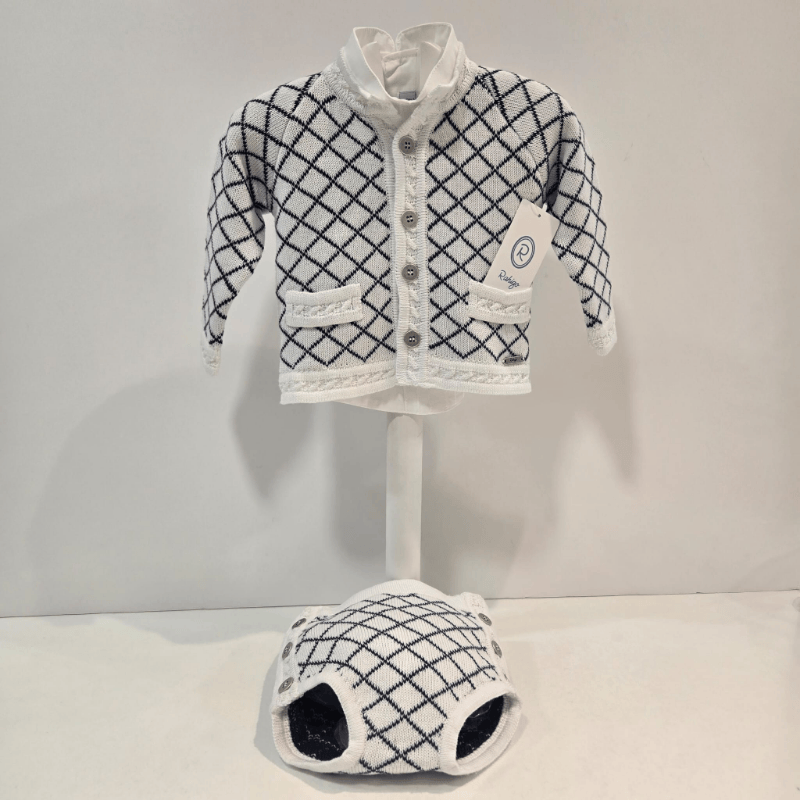 Conjunto niño blanco azul rombos primavera verano