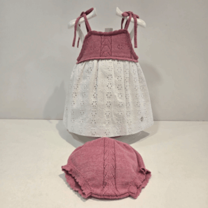 Vestido cuerpo punto braga con falda calada bordada verano