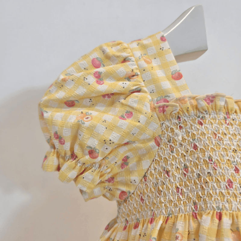 Vestido estampado frutitas amarillo limón Paz Rodríguez verano