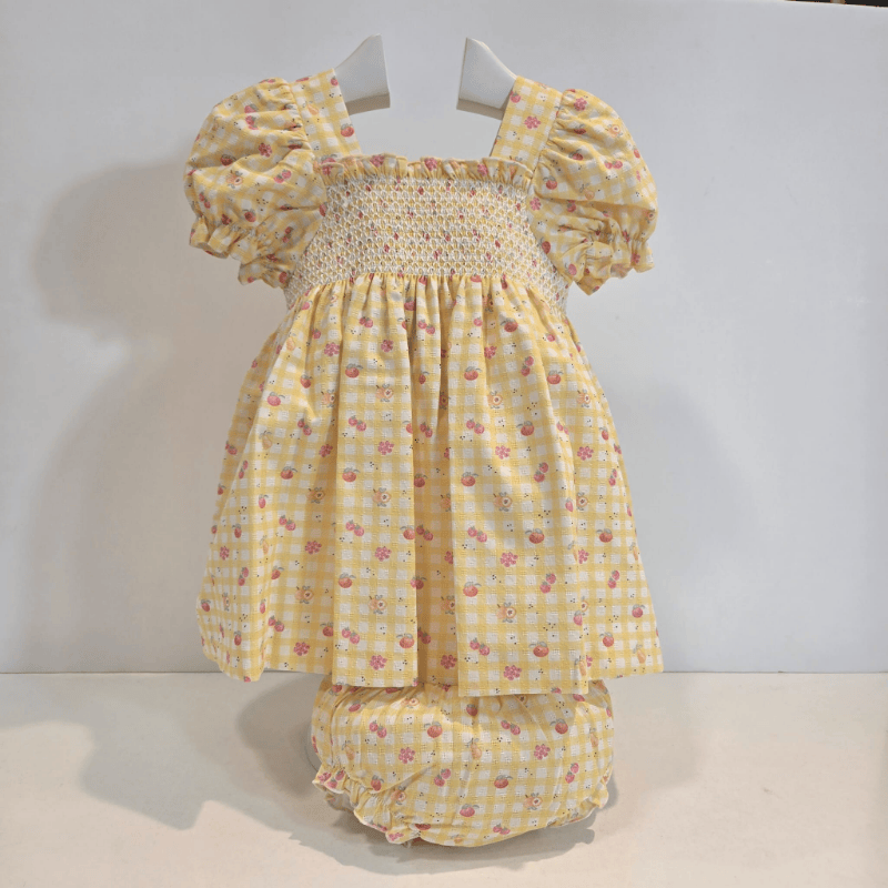 Vestido estampado frutitas amarillo limón Paz Rodríguez verano