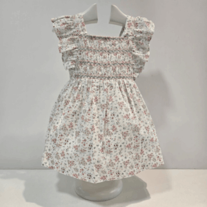 Vestido nido y manga rizada tejido estampado flores verano