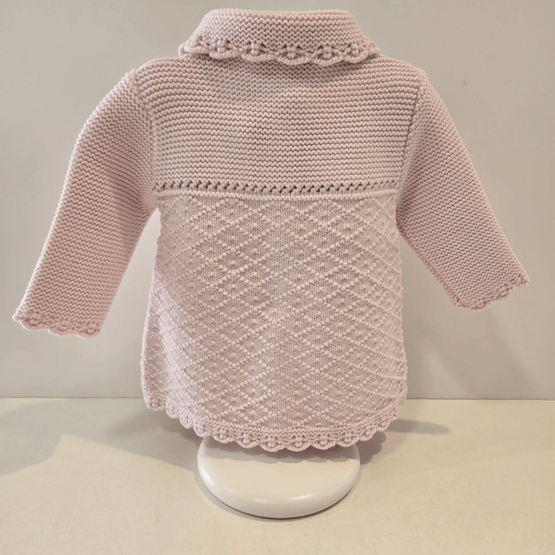 Abrigo punto rosa bajo rombos Paz Rodríguez invierno
