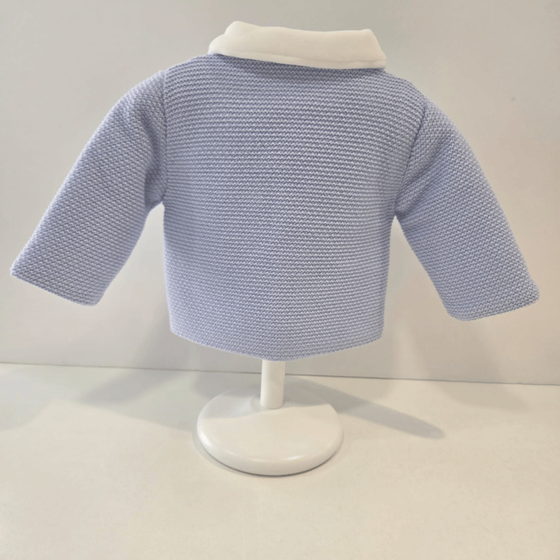 Chaquetón celeste punto Fogar cuello blanco P. Rodríguez invierno